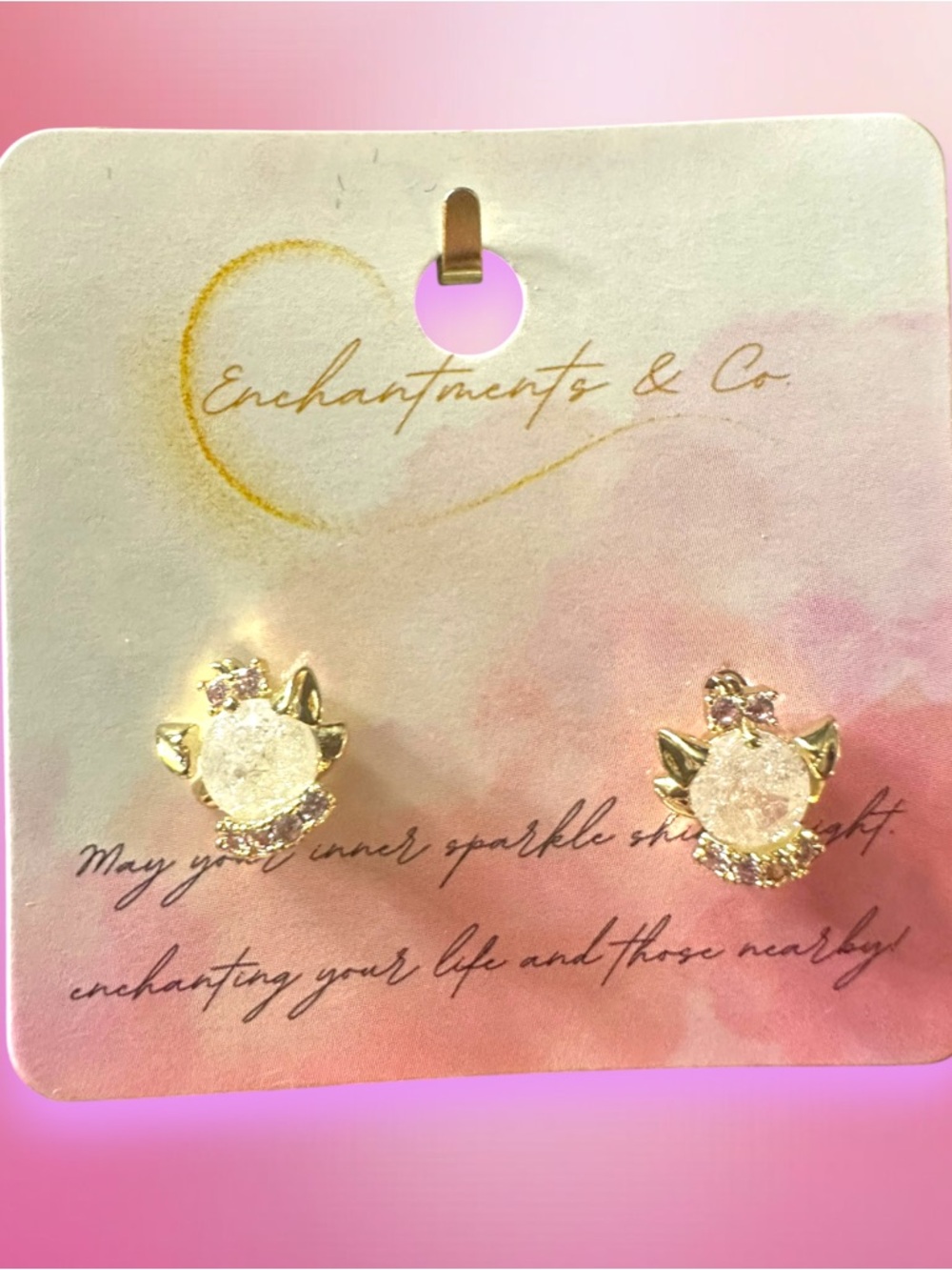 Disney Marie cat Crystal earrings 925 silver studs
